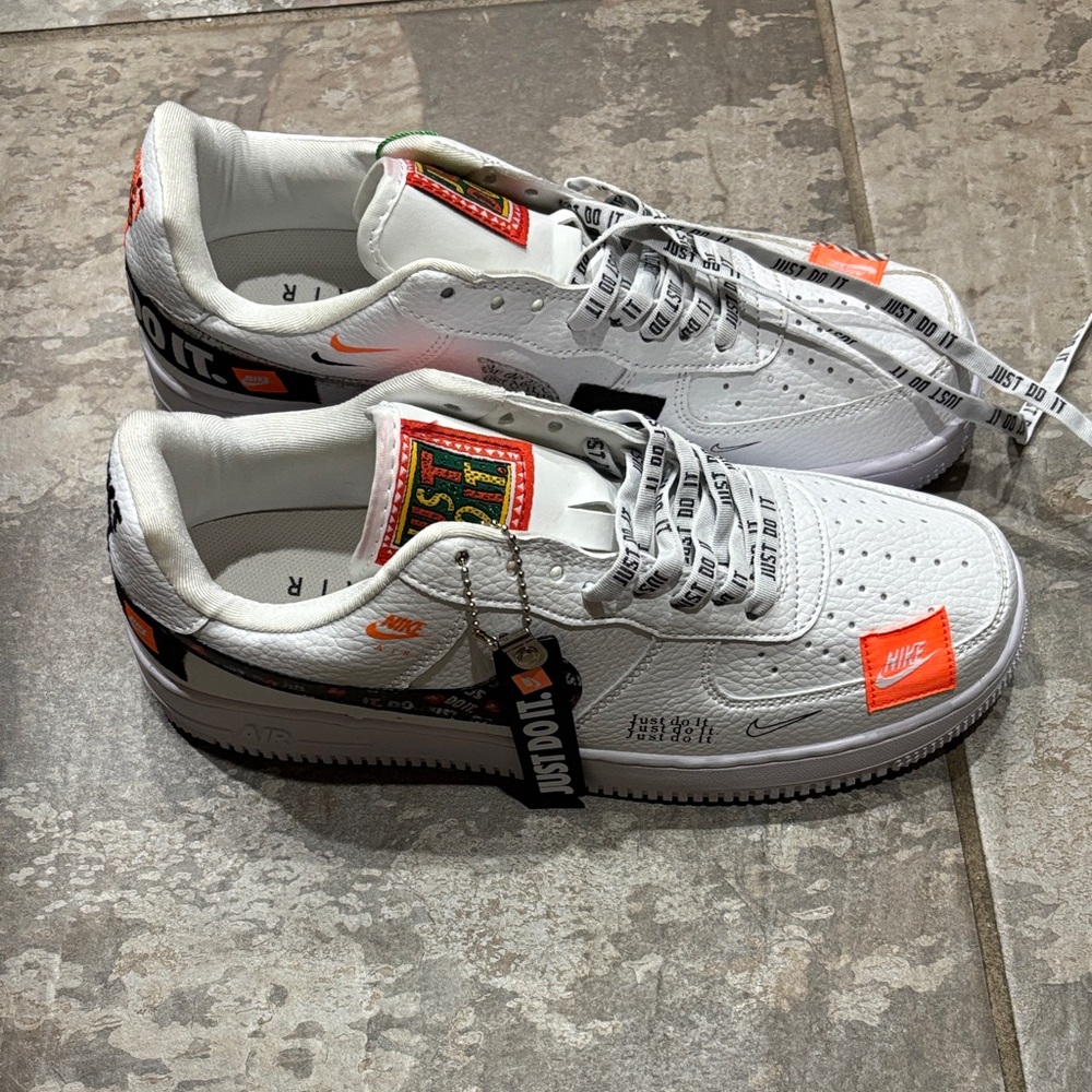 Nike White and Orange Men's Sneakers with Black Accents